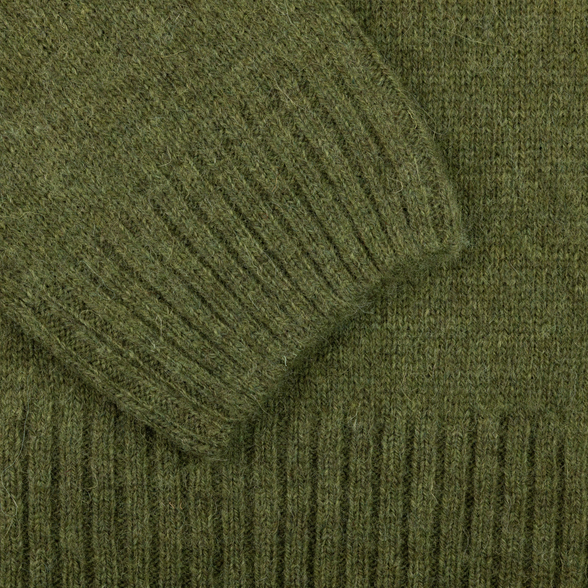 Brushed Wool Crewneck Sweater - Moss Green