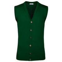 Merino Wool Sleeveless Cardigan - Kelly