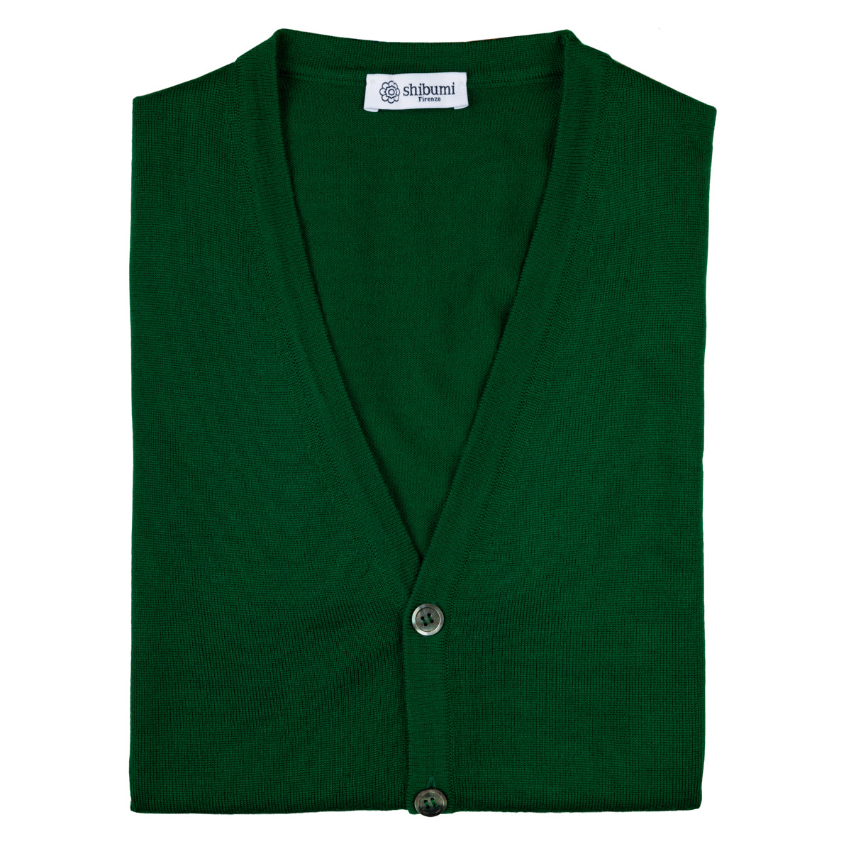 Merino Wool Sleeveless Cardigan - Kelly