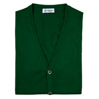 Merino Wool Sleeveless Cardigan - Kelly