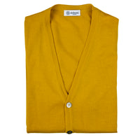 Merino Wool Sleeveless Cardigan - Mustard