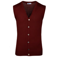 Merino Wool Sleeveless Cardigan - Cherry