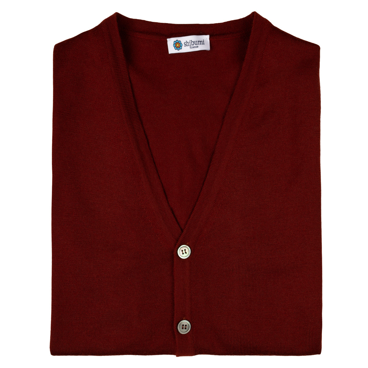 Merino Wool Sleeveless Cardigan - Cherry