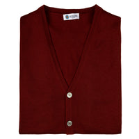 Merino Wool Sleeveless Cardigan - Cherry