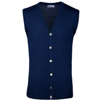 Merino Wool Sleeveless Cardigan - Royal