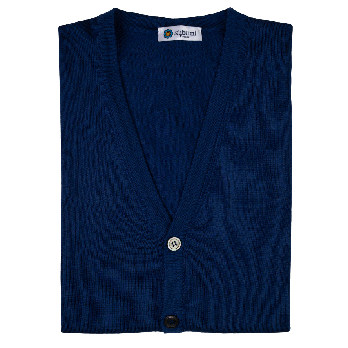 Merino Wool Sleeveless Cardigan - Royal