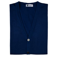 Merino Wool Sleeveless Cardigan - Royal