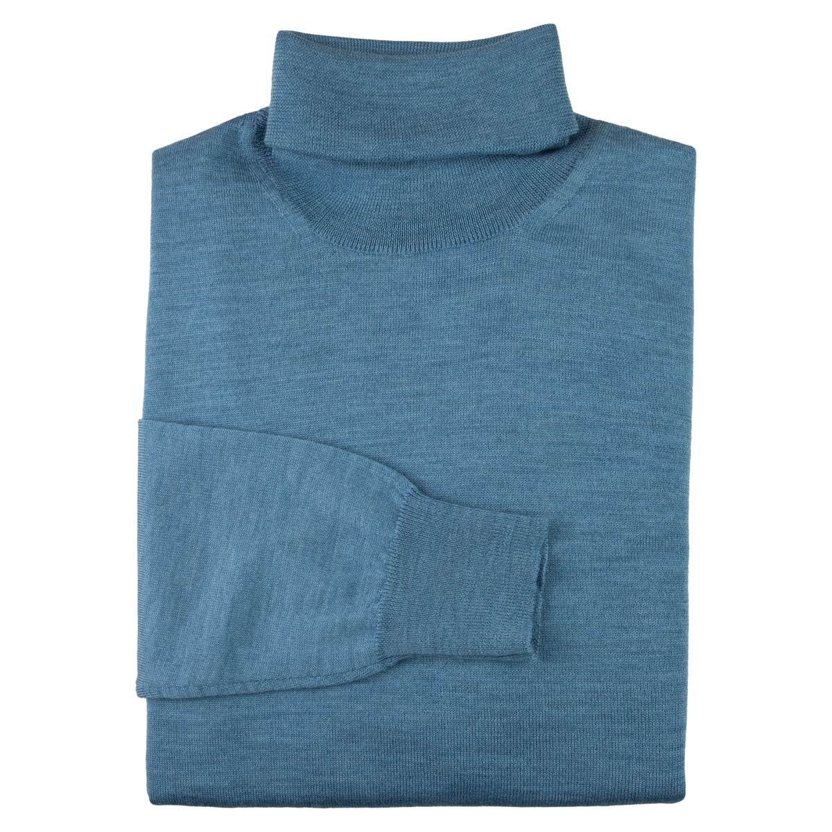 Merino Wool Knitted Turtleneck - Sky Blue