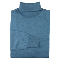 Merino Wool Knitted Turtleneck - Sky Blue