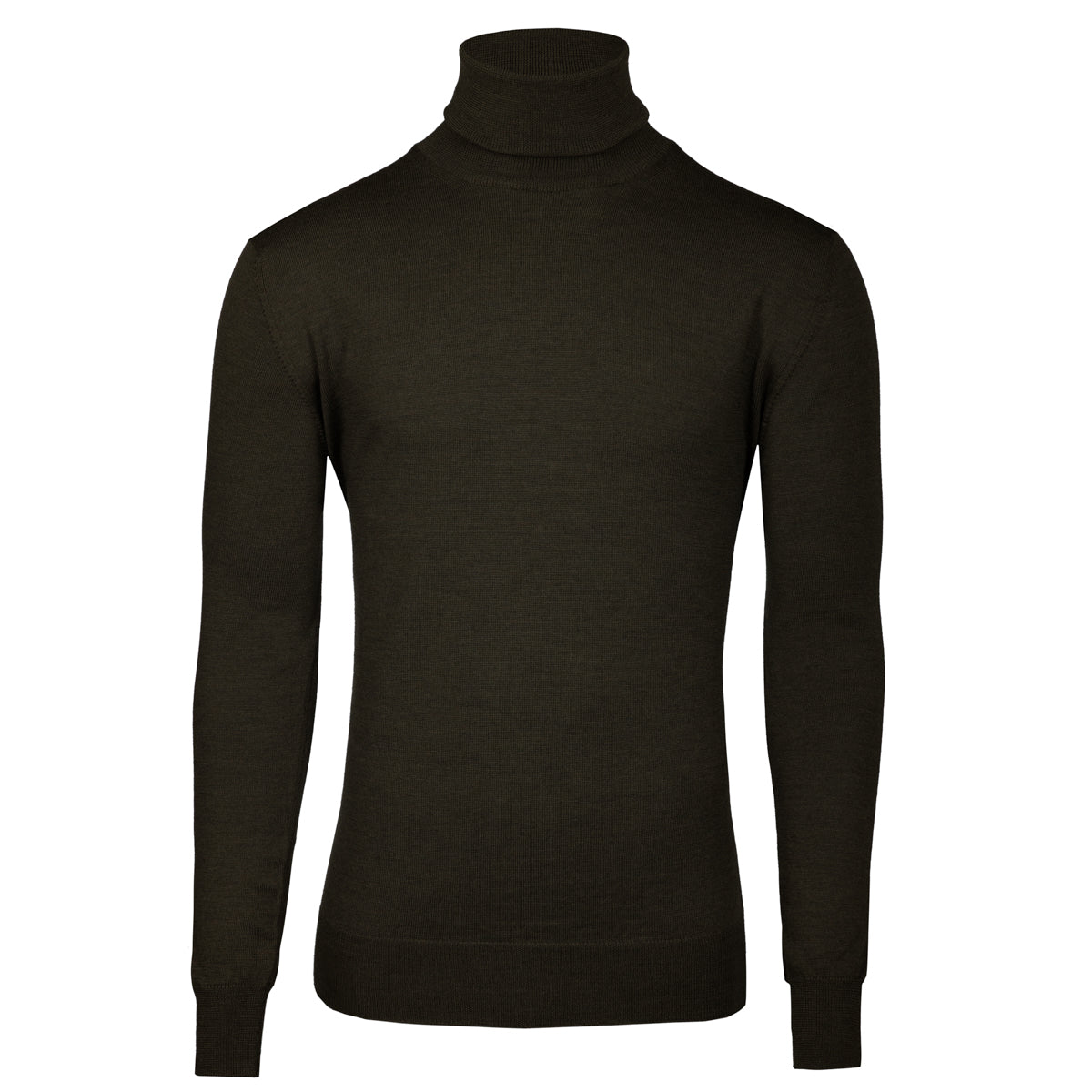 Merino Wool Knitted Turtleneck - Dark Olive