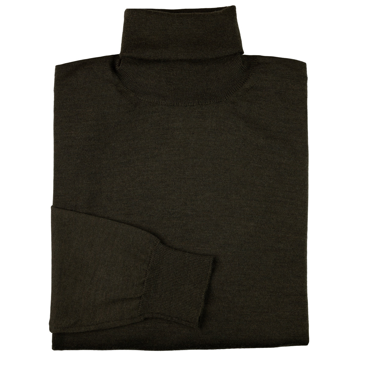 Merino Wool Knitted Turtleneck - Dark Olive