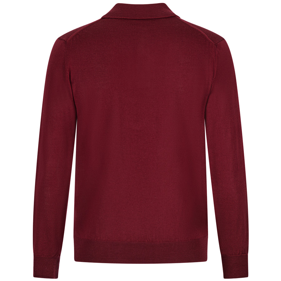 Merino Wool Knitted Polo - Burgundy