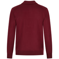Merino Wool Knitted Polo - Burgundy