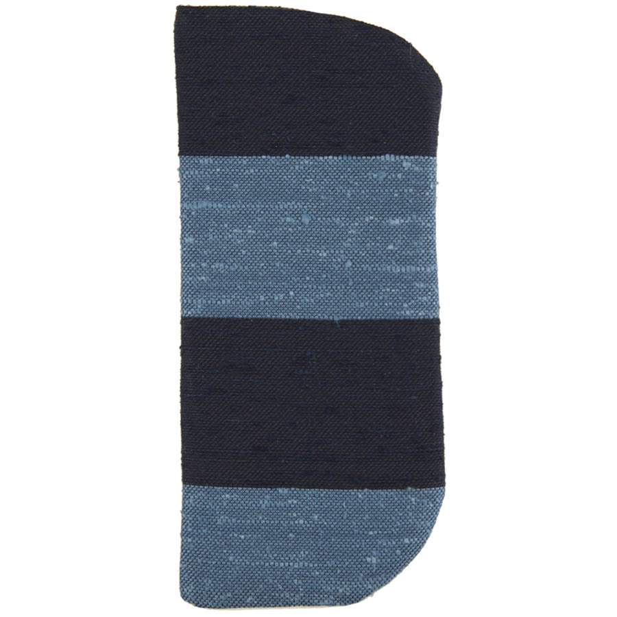 Block Stripe Soft Shantung Silk Glasses Case - Navy / Blue