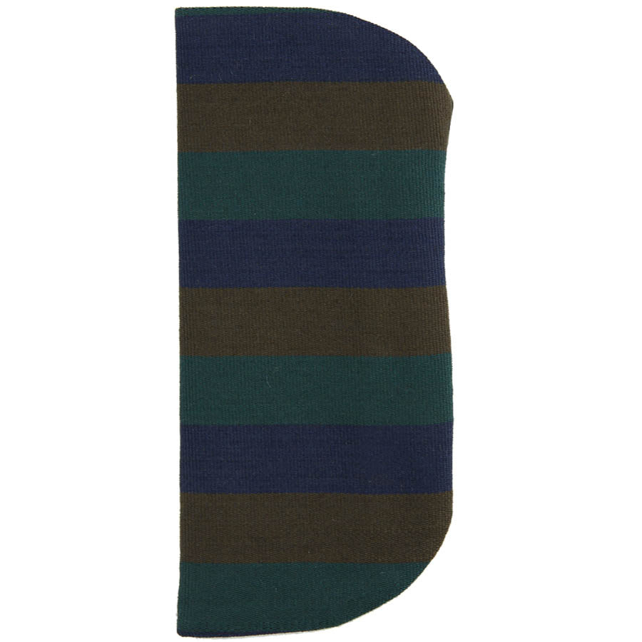 Triple Block Stripe Wool Glasses Case - Navy / Brown / Green