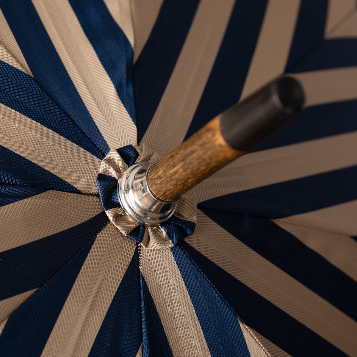 Shibumi x Mario Talarico Umbrella Navy / Beige Striped - Cherry