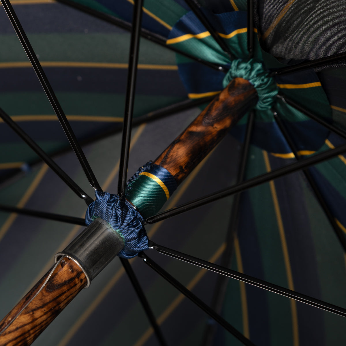 Shibumi x Mario Talarico Umbrella Navy / Forest Striped - Dark Hickory