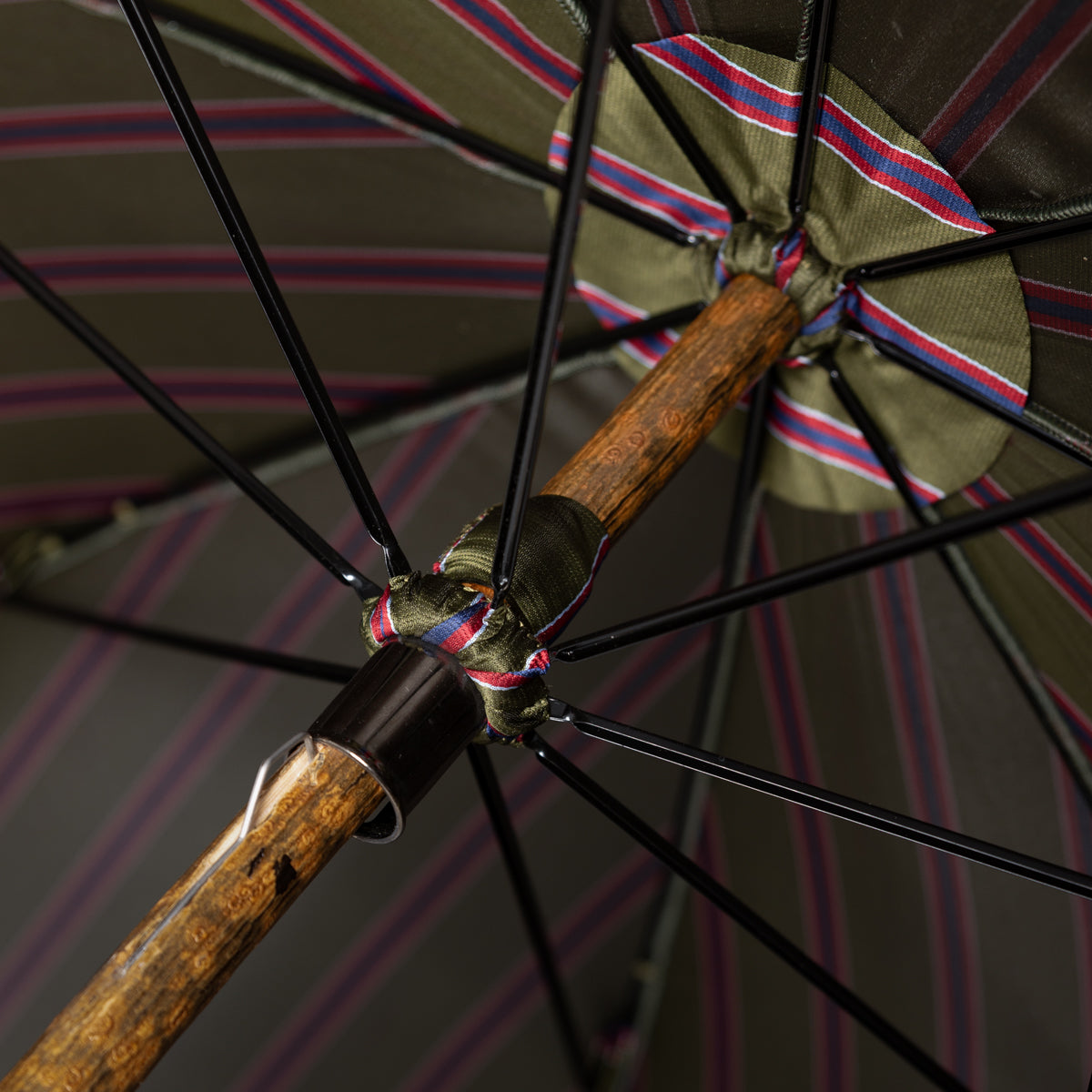 Shibumi x Mario Talarico Umbrella Dark Olive Striped - Cherry