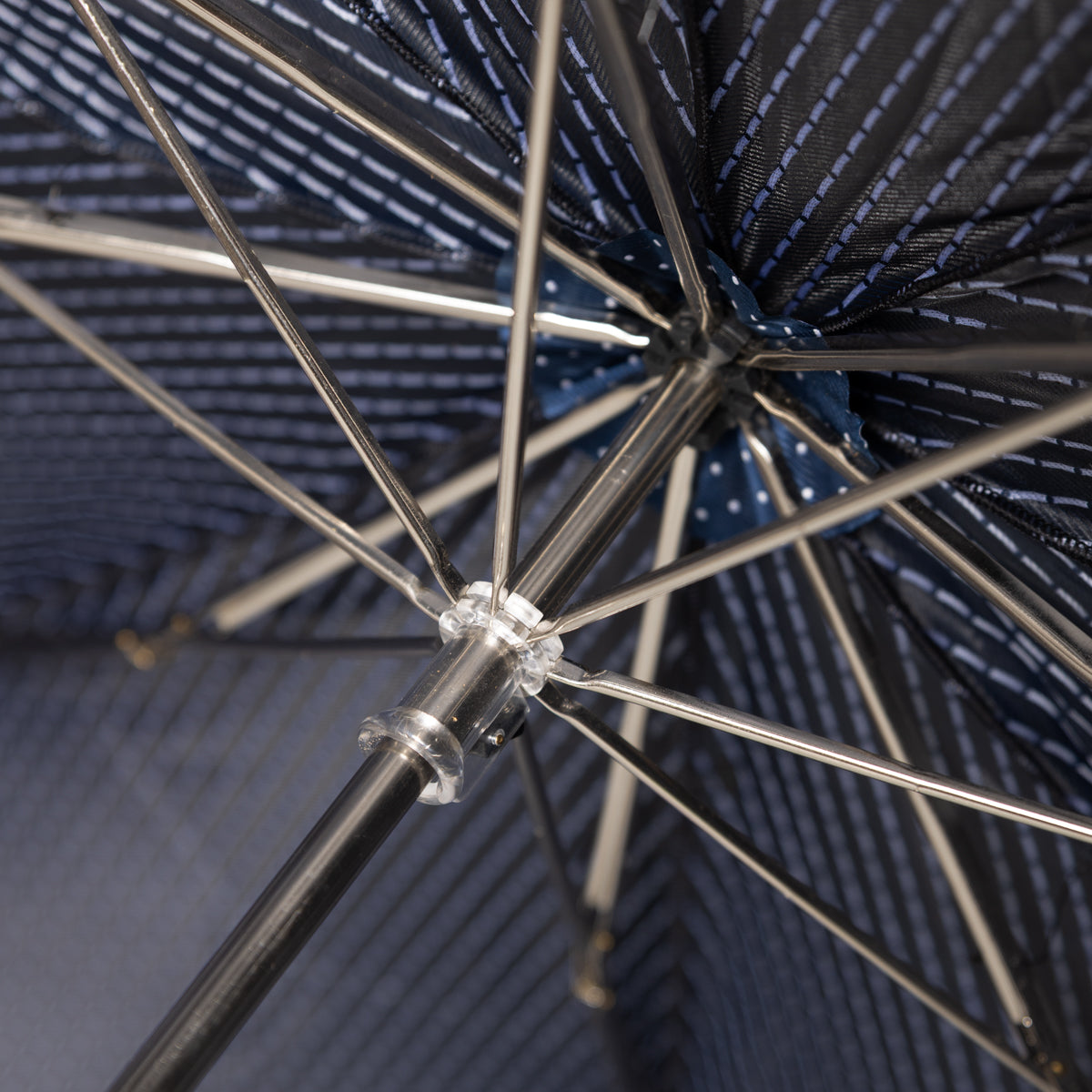 Shibumi x Mario Talarico Travel Umbrella Navy Dots - Blonde Hickory