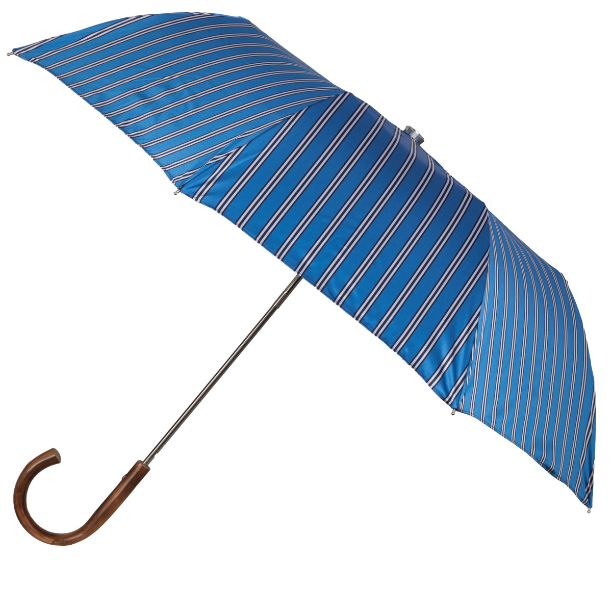 Shibumi x Mario Talarico Travel Umbrella Sky Blue Striped - Chestnut