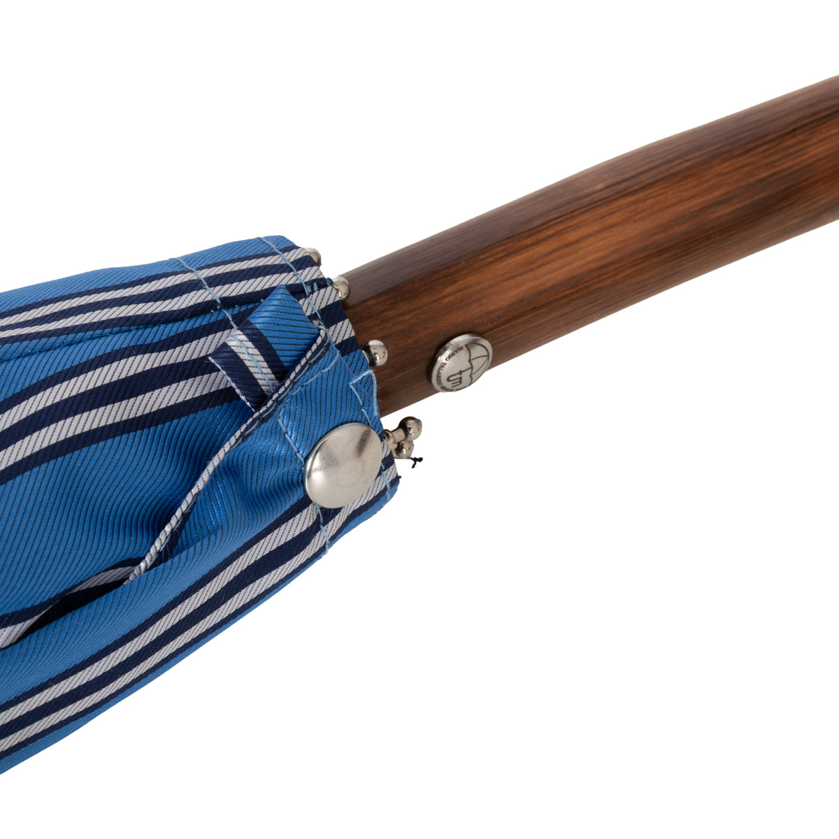 Shibumi x Mario Talarico Travel Umbrella Sky Blue Striped - Chestnut