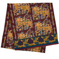 Tiger Motif Wool / Silk Scarf - Burgundy