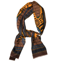 Tiger Motif Wool / Silk Scarf - Brown