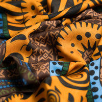 Tiger Motif Wool / Silk Scarf - Brown
