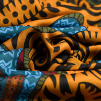 Tiger Motif Wool / Silk Scarf - Air Force Blue