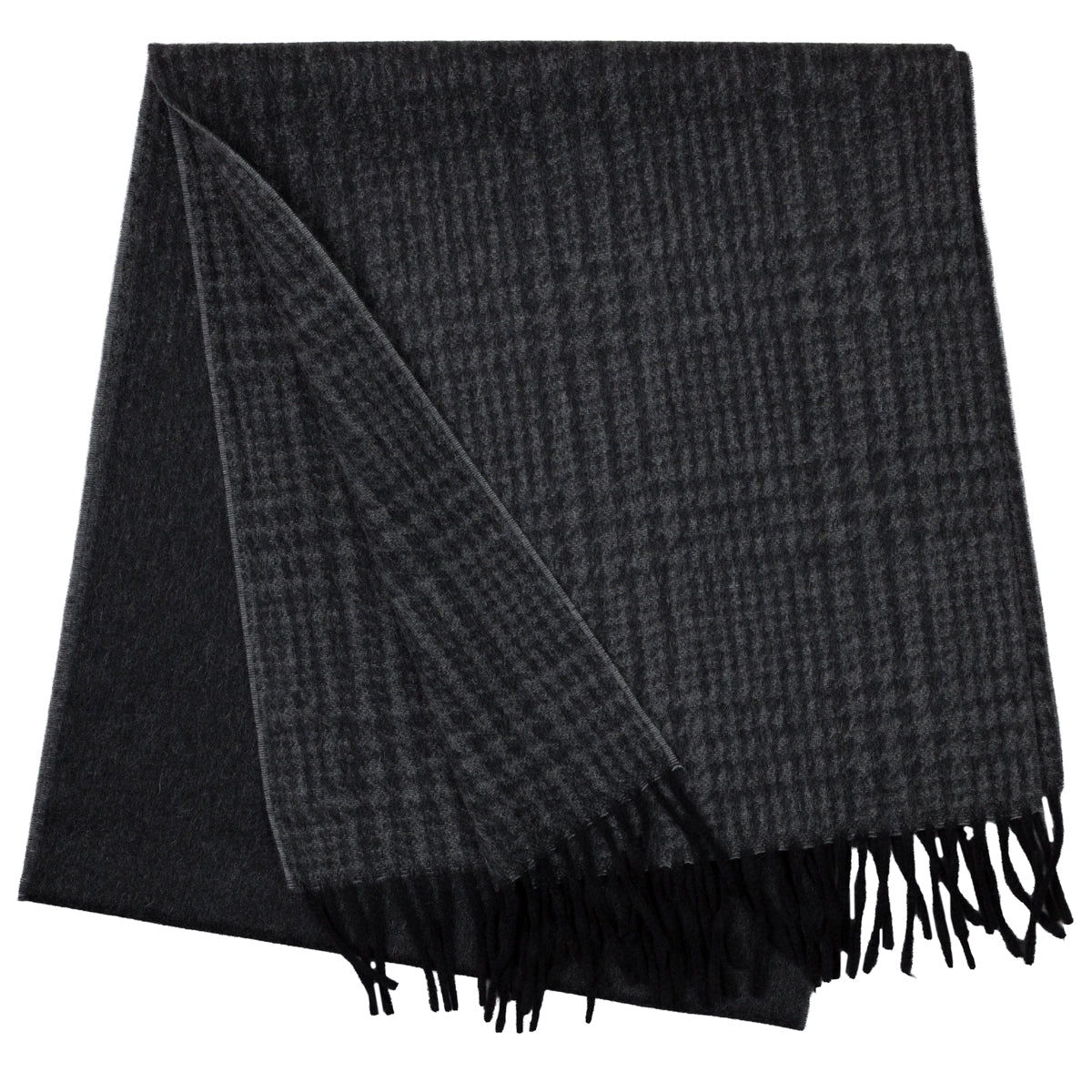 Glencheck Faded Cashmere Scarf - Charcoal / Grey