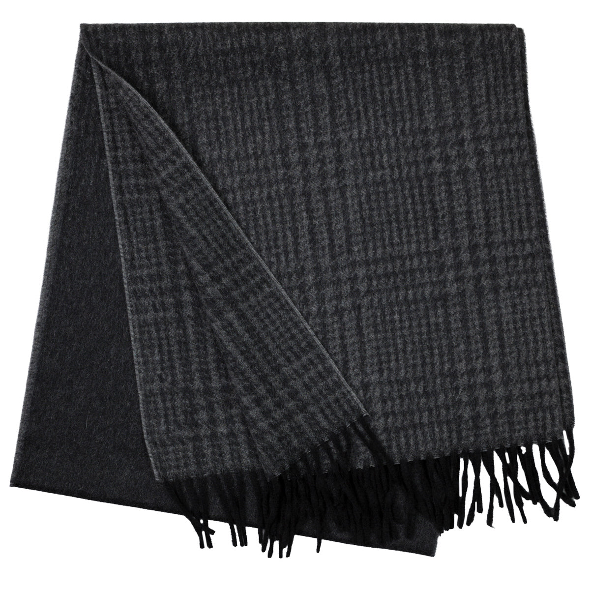 Glencheck Faded Cashmere Scarf - Charcoal / Grey