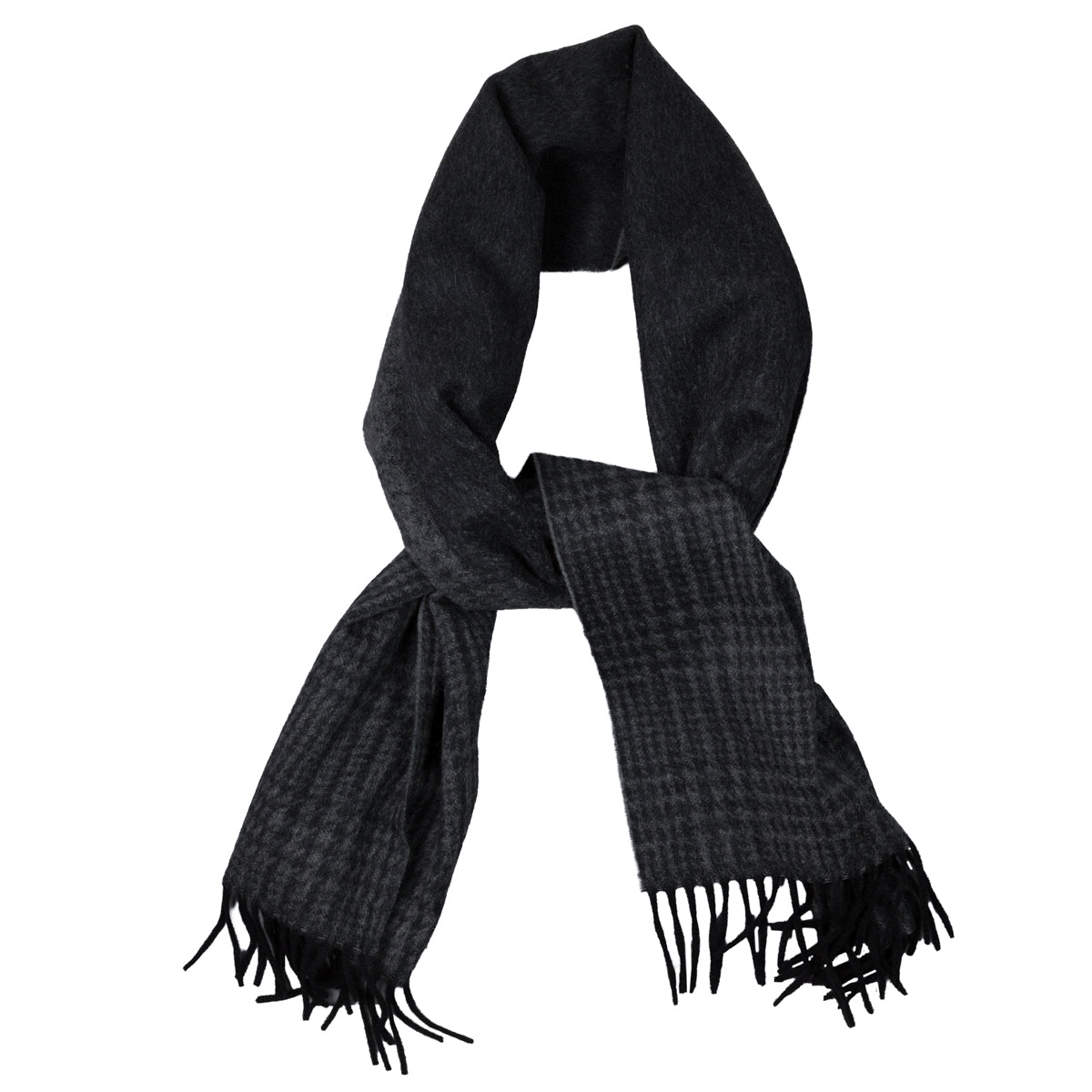 Glencheck Faded Cashmere Scarf - Charcoal / Grey