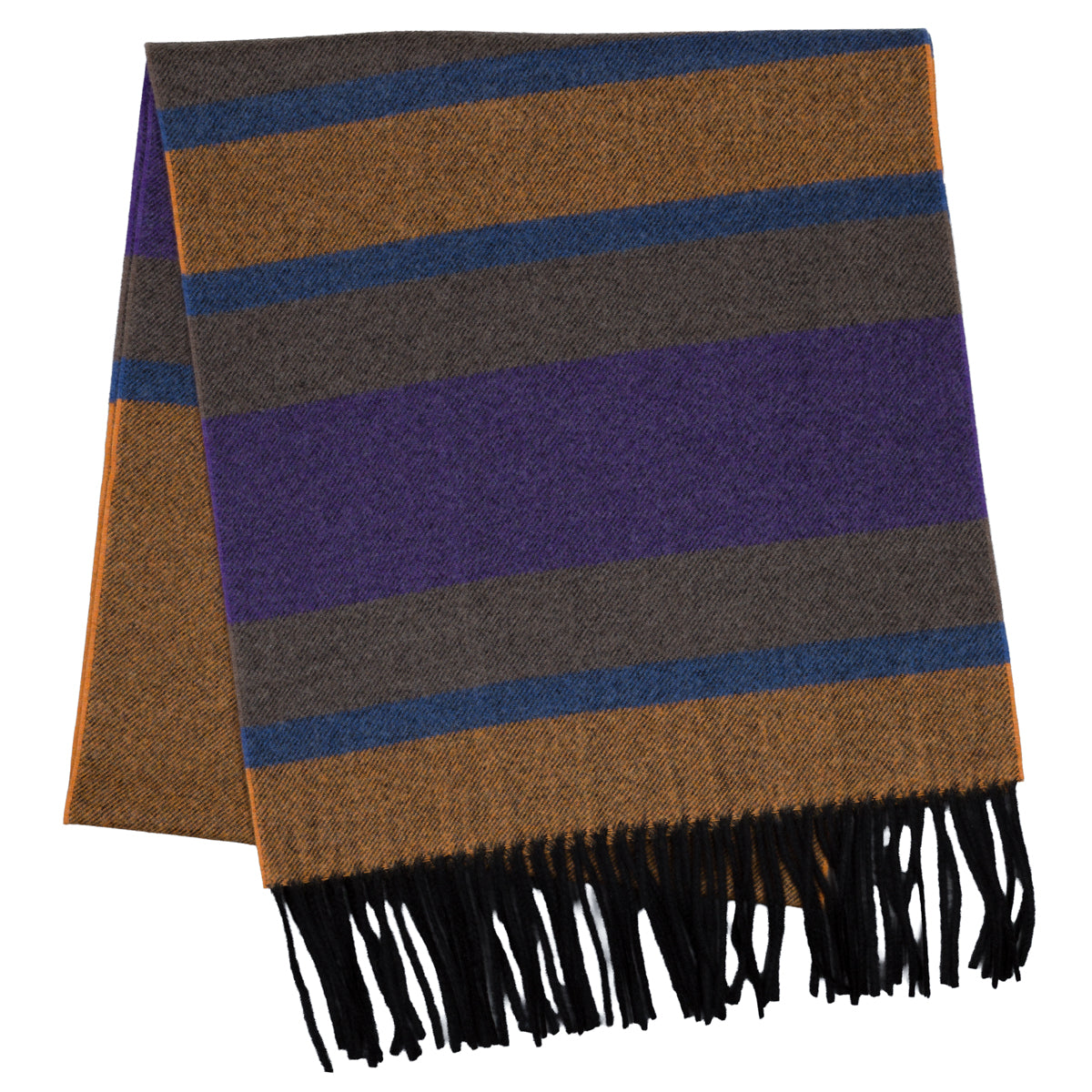 Striped Wool Scarf - Rust / Purple / Blue / Brown