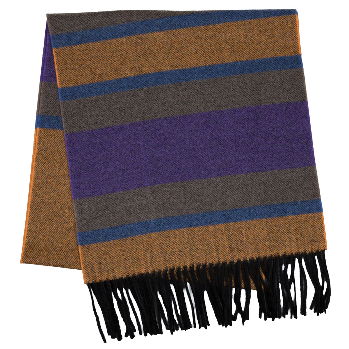 Striped Wool Scarf - Rust / Purple / Blue / Brown