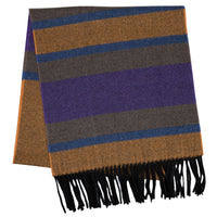 Striped Wool Scarf - Rust / Purple / Blue / Brown