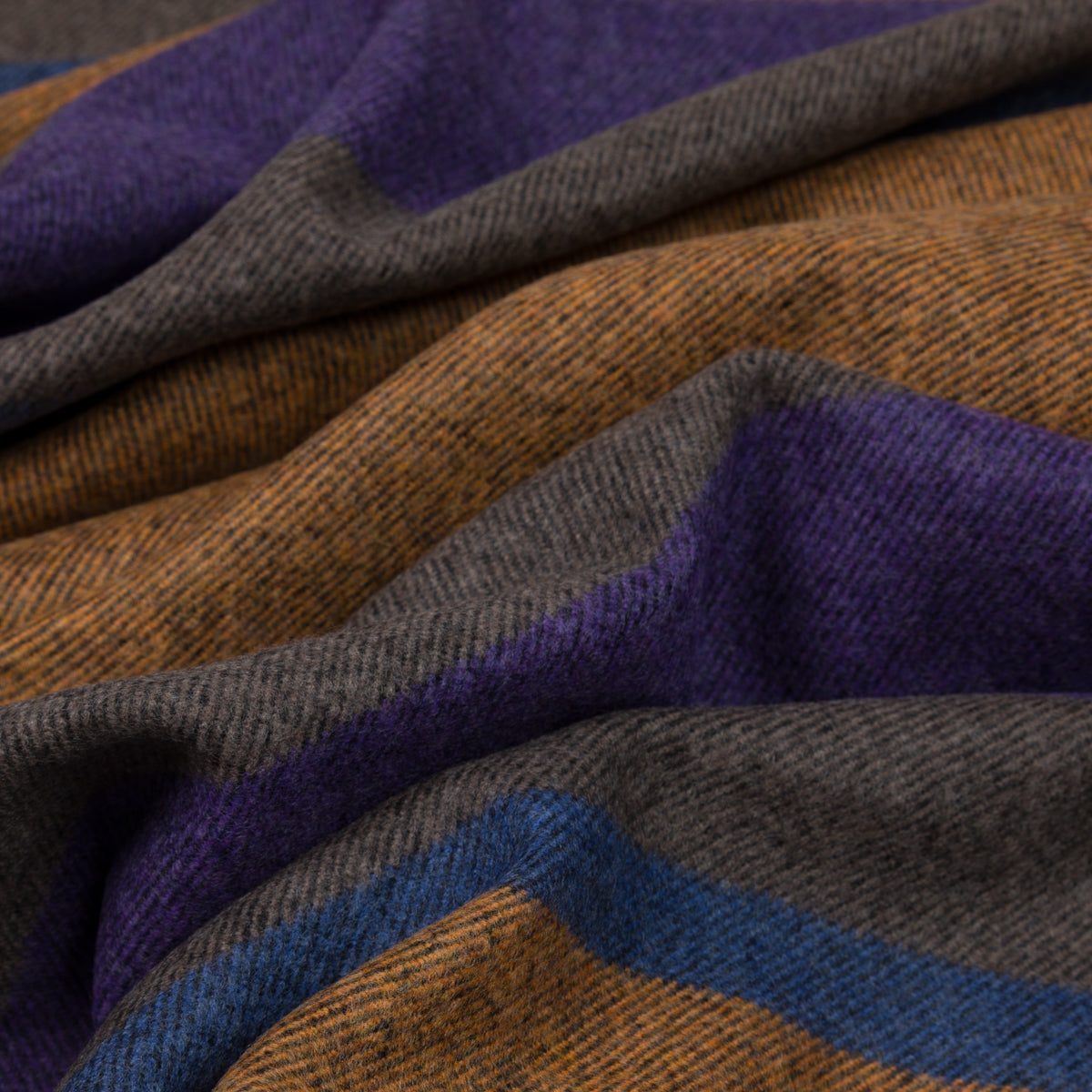 Striped Wool Scarf - Rust / Purple / Blue / Brown