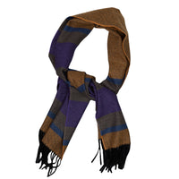 Striped Wool Scarf - Rust / Purple / Blue / Brown