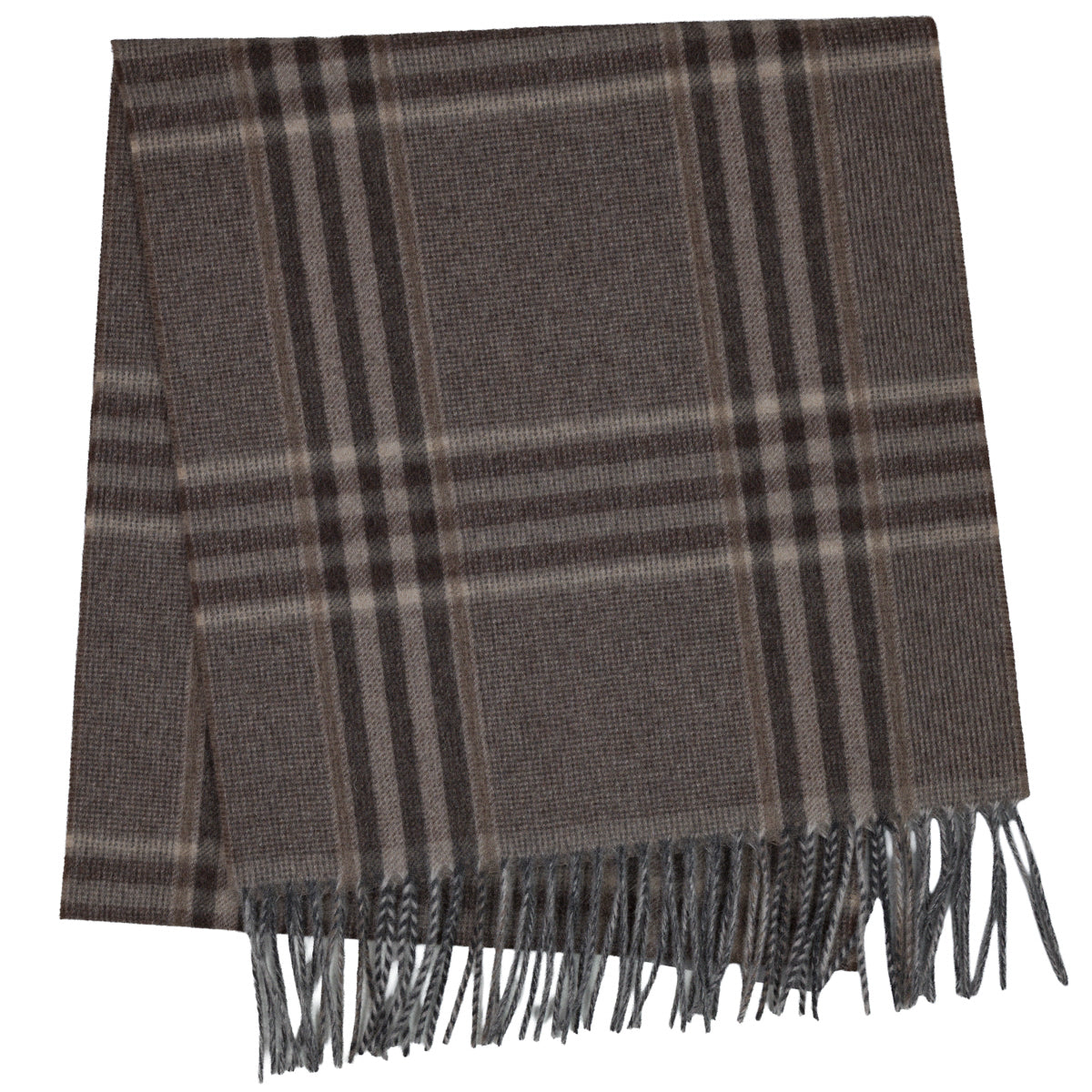 Checked Cashmere Scarf - Hazelnut
