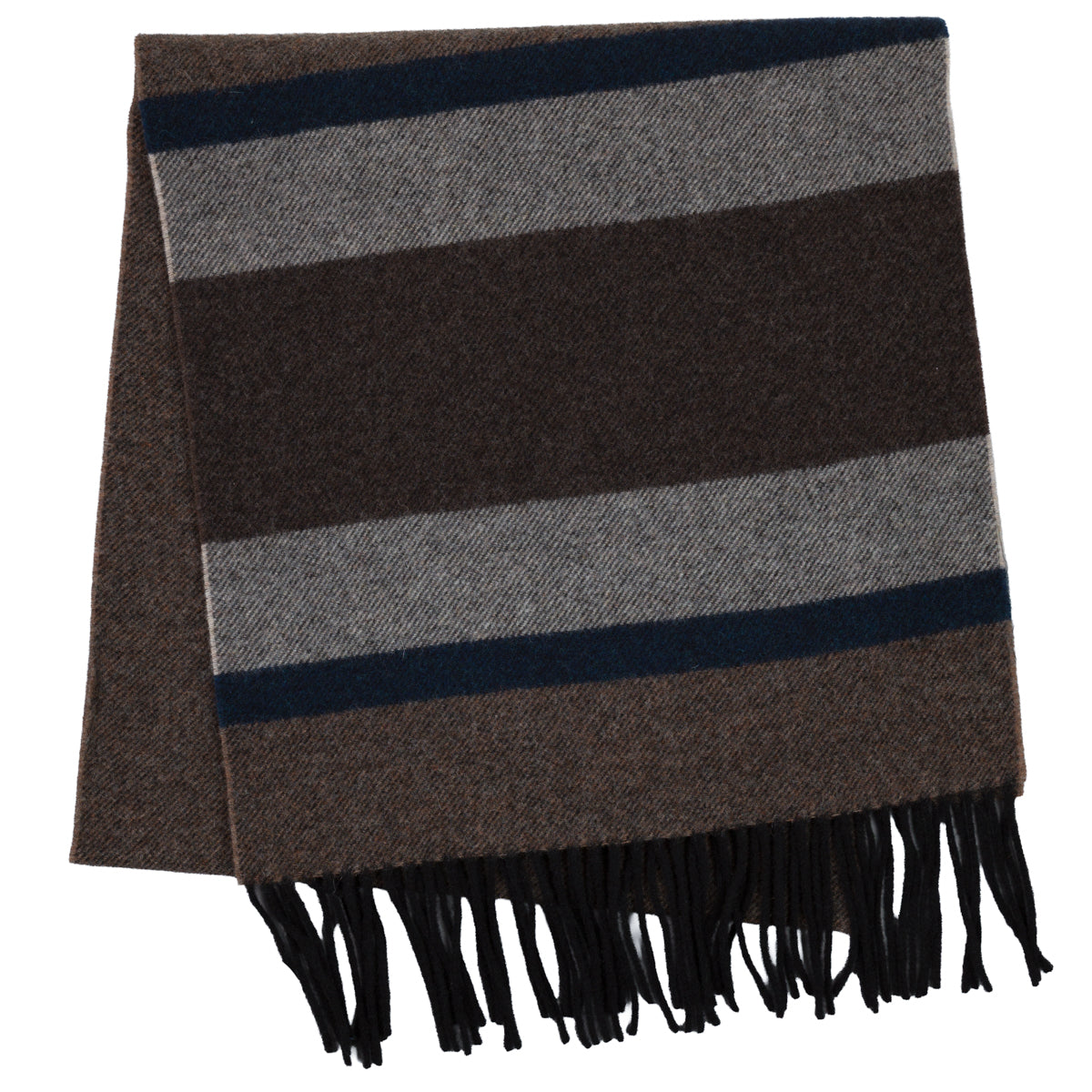 Striped Wool Scarf - Brown / Beige / Navy