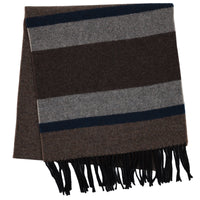 Striped Wool Scarf - Brown / Beige / Navy