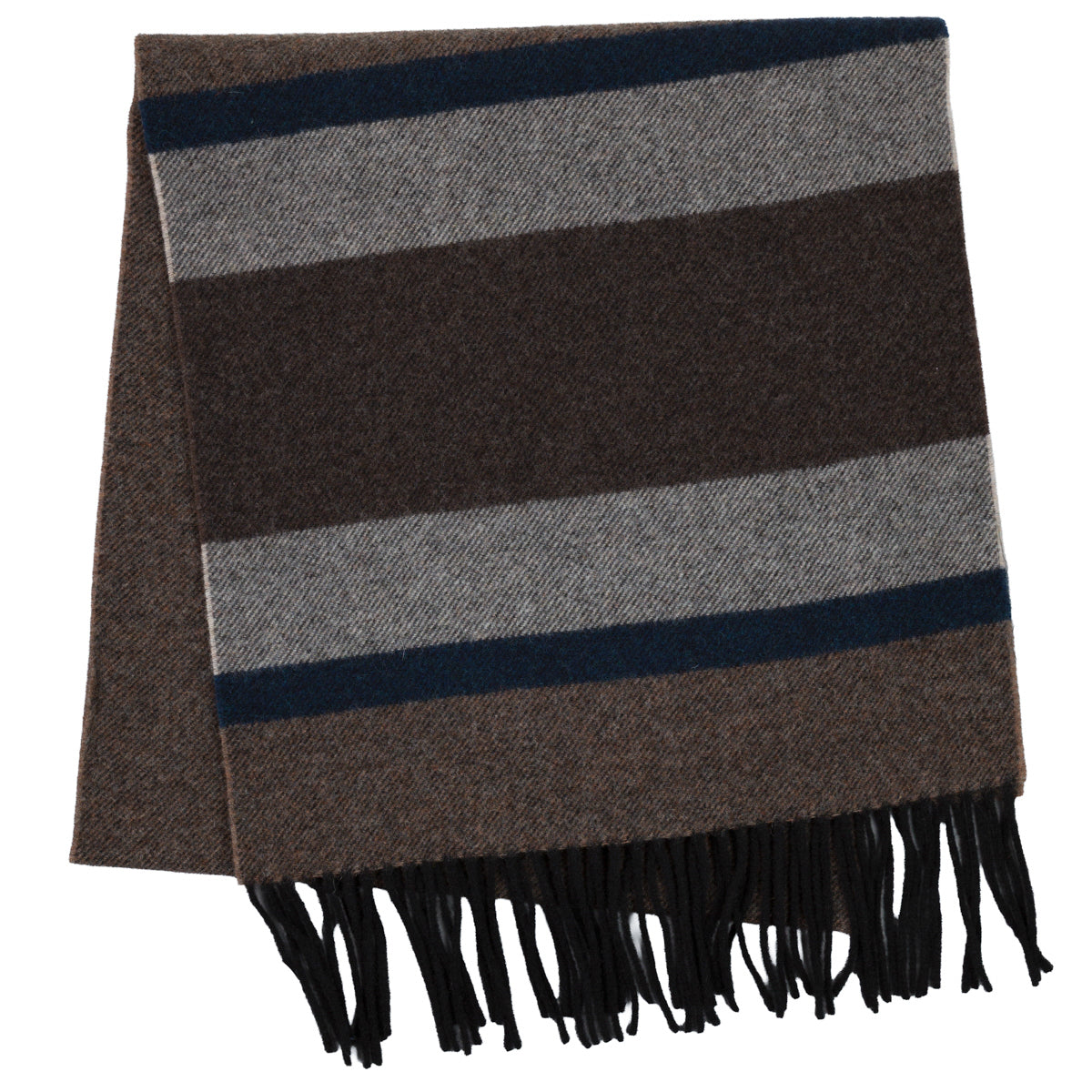Striped Wool Scarf - Brown / Beige / Navy