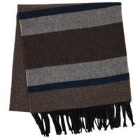 Striped Wool Scarf - Brown / Beige / Navy