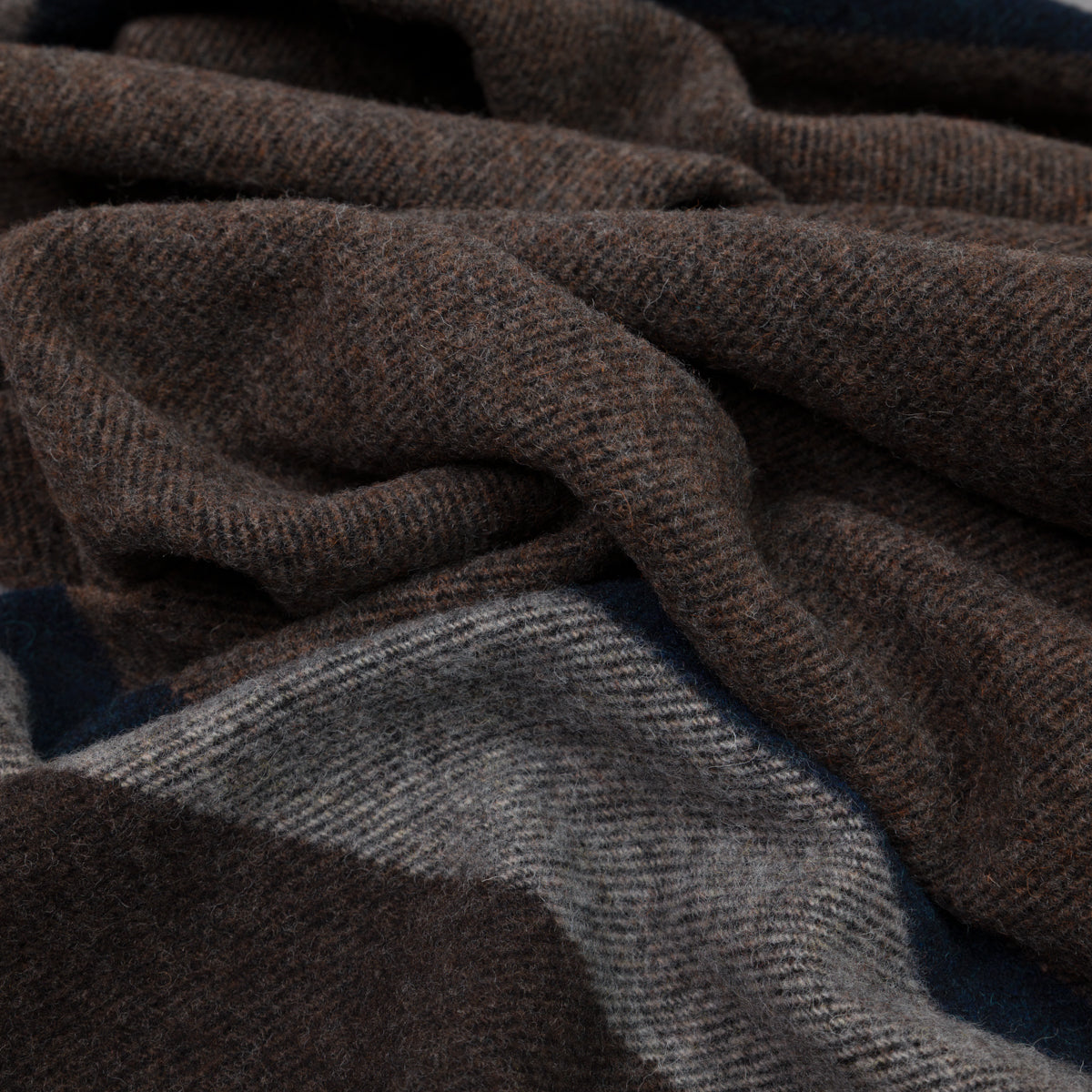 Striped Wool Scarf - Brown / Beige / Navy