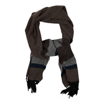 Striped Wool Scarf - Brown / Beige / Navy