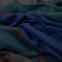 Striped Wool Scarf - Blue / Teal / Beige / Brown