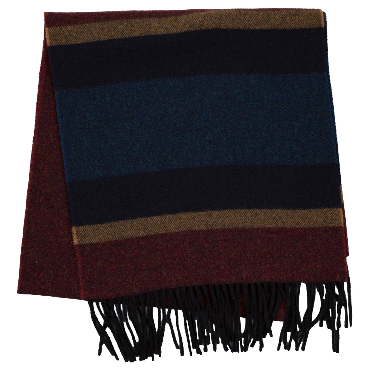 Striped Wool Scarf - Navy / Burgundy / Gold / Blue