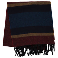 Striped Wool Scarf - Navy / Burgundy / Gold / Blue
