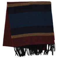 Striped Wool Scarf - Navy / Burgundy / Gold / Blue