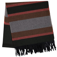 Striped Wool Scarf - Forest / Rust / Beige / Brown