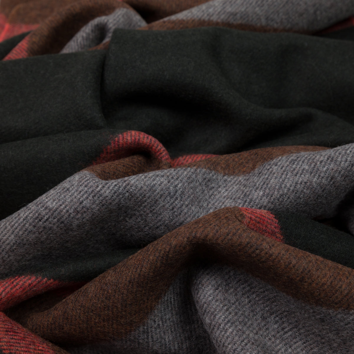 Striped Wool Scarf - Forest / Rust / Beige / Brown
